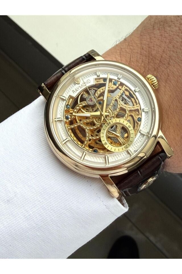 Raymond Erkek Kol Saati RYM-4853-R152 -Yuvarlak Kasa Deri Kordonlu-