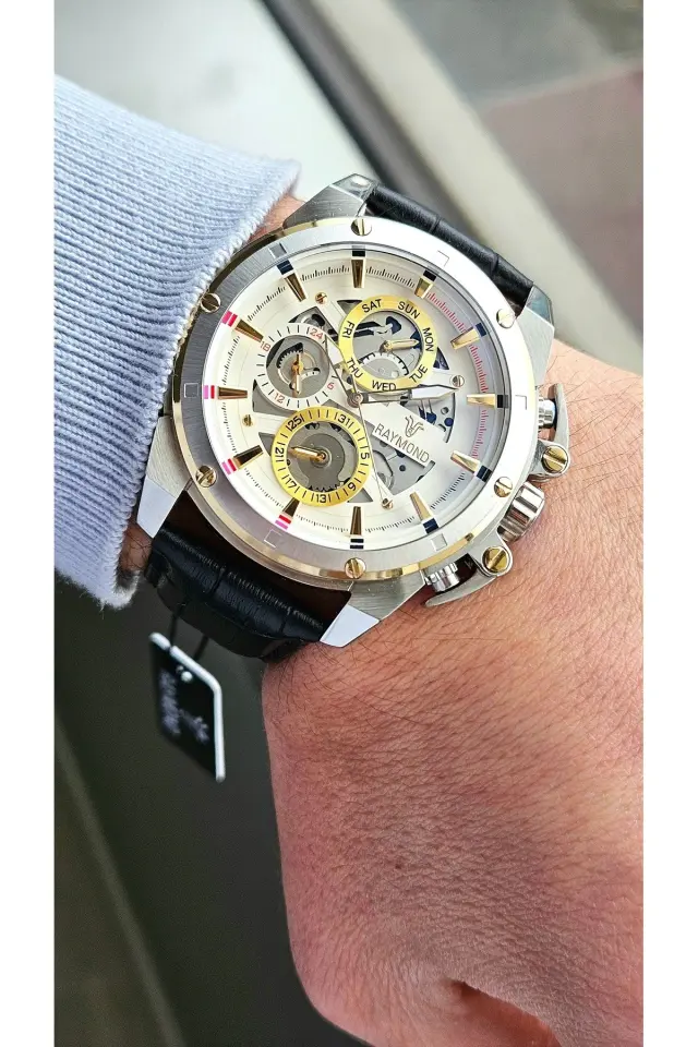 Rym-4469 Paslanmaz Çelik Kasa - Deri Kordon - 2 Yıl Garanti - Erkek Kol Saati B SS-BK-W