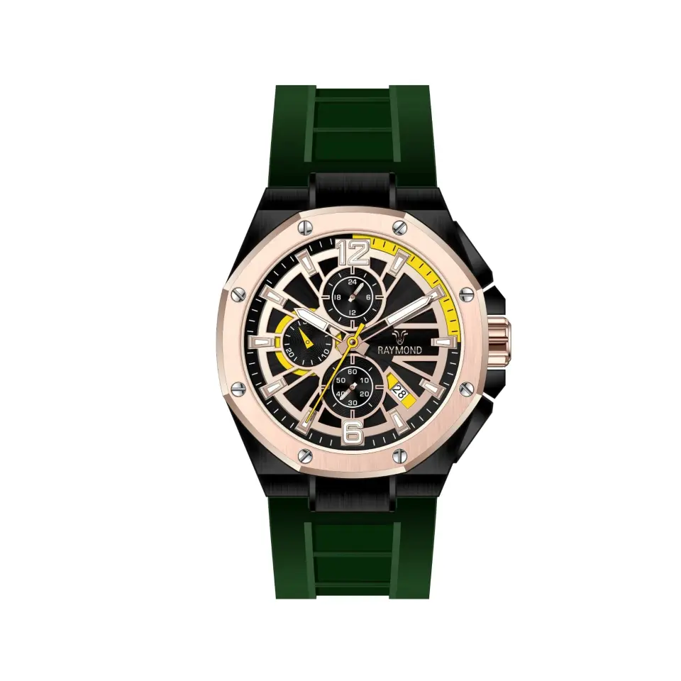 Rym-83605 Silikon Kordon Raymond Erkek Kol Saati Paslanmaz Çelik Kasa - 2 Yıl Garanti RYM-83605-R105