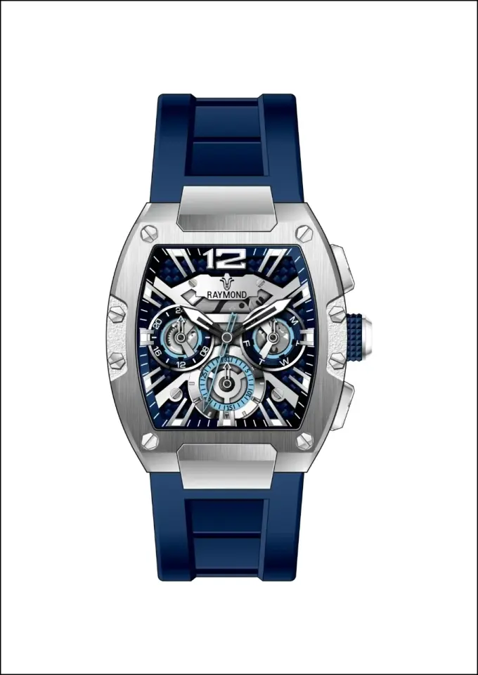Rym-9D76 Raymond Erkek Kol Saati - Çelik Kasa - Silikon Kordon - 2 Yıl Garantili RYM-9D76-R81