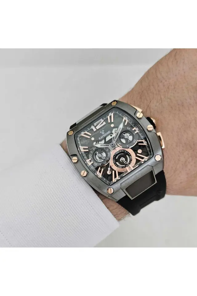 Rym-9D76 Raymond Erkek Kol Saati - Çelik Kasa - Silikon Kordon - 2 Yıl Garantili RYM-9D76-R50