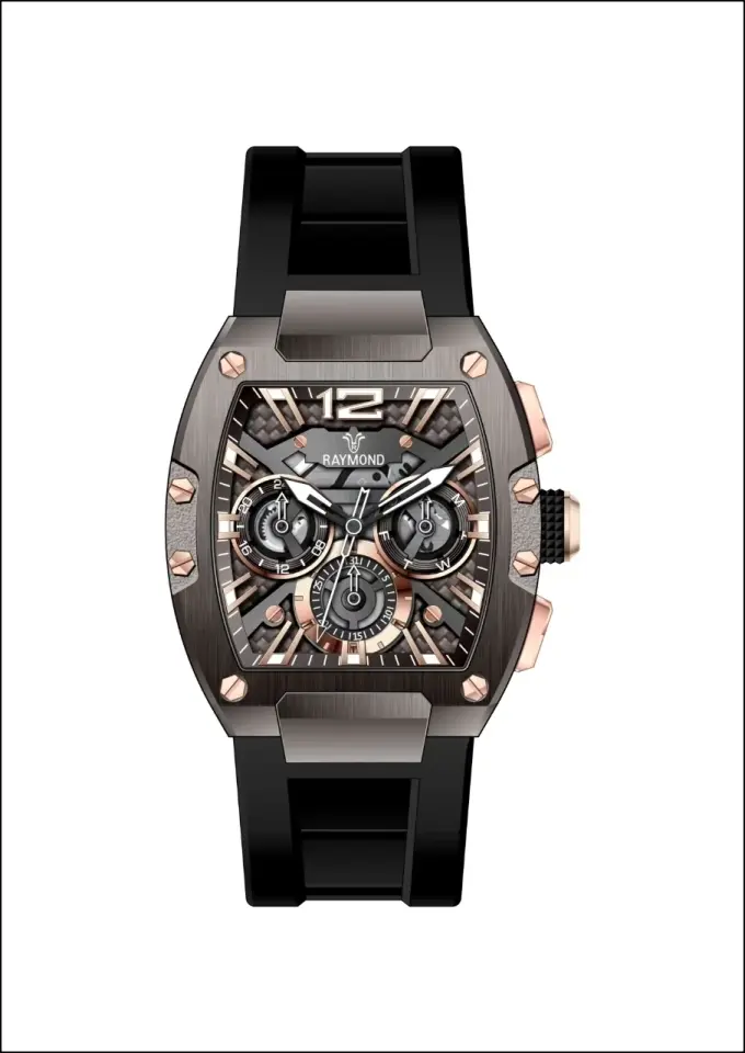 Rym-9D76 Raymond Erkek Kol Saati - Çelik Kasa - Silikon Kordon - 2 Yıl Garantili RYM-9D76-R50