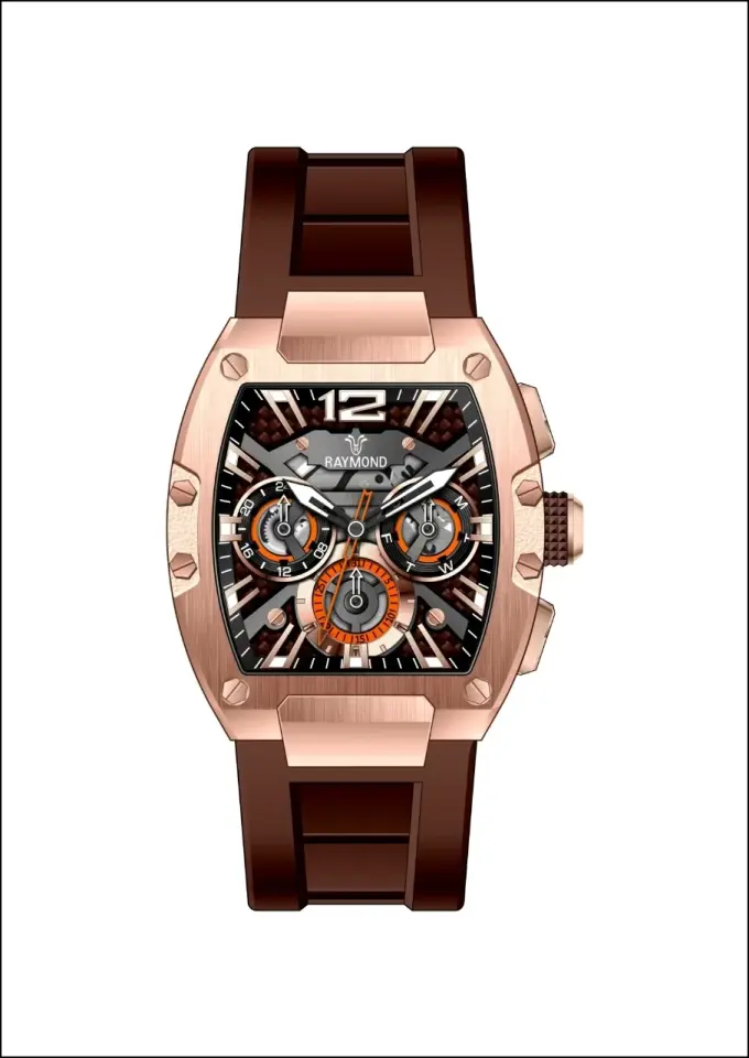 Rym-9D76 Raymond Erkek Kol Saati - Çelik Kasa - Silikon Kordon - 2 Yıl Garantili RYM-9D76-R16