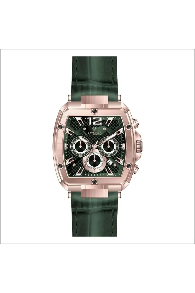 G831719M Deri Kordon Erkek Kol Saat - Paslanmaz Çelik - 2 Yıl Garanti J RG-GREEN