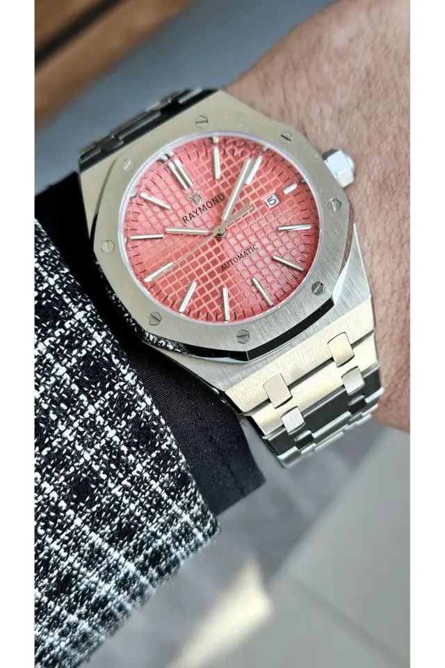 RYM-2110 RAYMOND OTOMATİK ERKEK KOL SAATİ - SAFİR CAM VE PASLANMAZ ÇELİK - 2 YIL GARANTİ