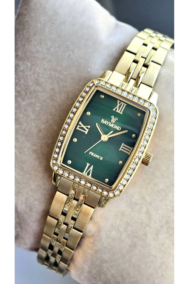 Rym-211701 Paslanmaz Çelik - 2 Yıl Garanti - Raymond Kadın Kol Saati FGOLD-GREEN