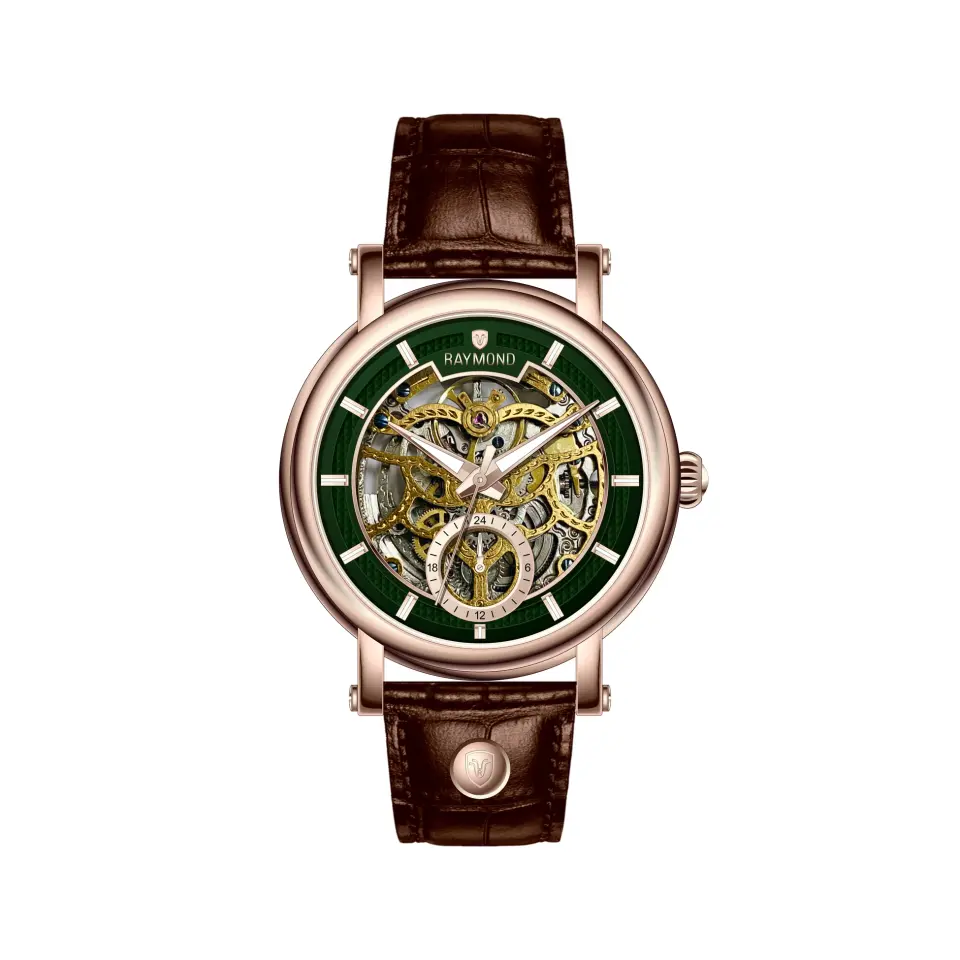 Rym-4853 Otomatik Erkek İskelet Model Kol Saati - Çelik Kasa - Deri Kordon - 2 Yıl Garanti RYM-4853-R227