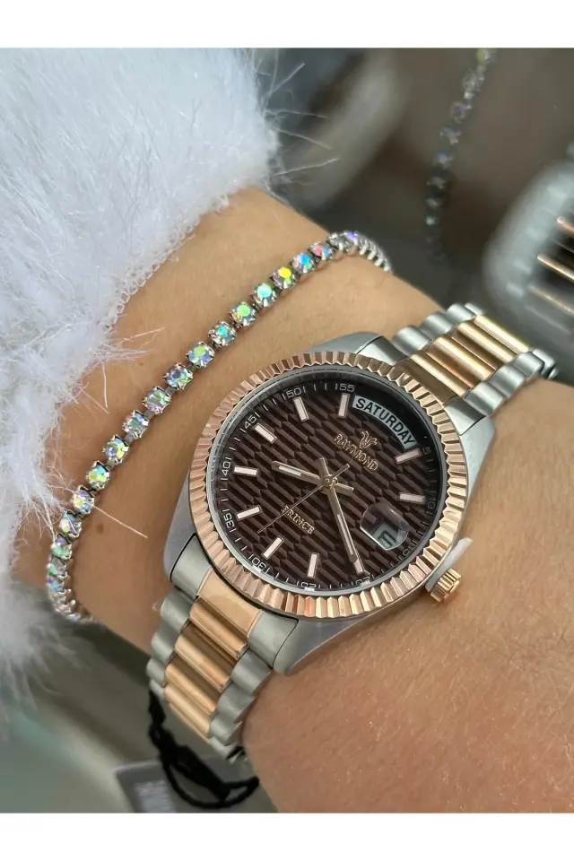 Raymond Kadın Kol Saati ROSEBKAHVE  Çelik Kordon