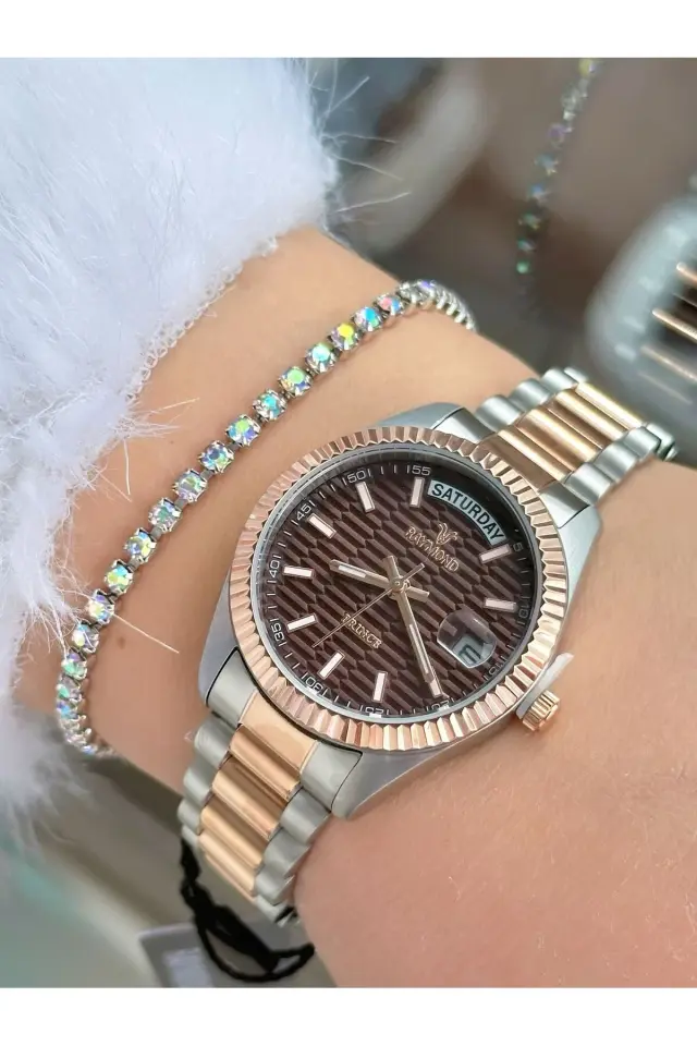 Raymond Kadın Kol Saati ROSEBKAHVE  Çelik Kordon